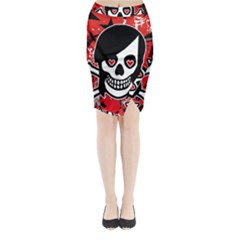 Emo Girl Skull Midi Wrap Pencil Skirt from ArtsNow.com