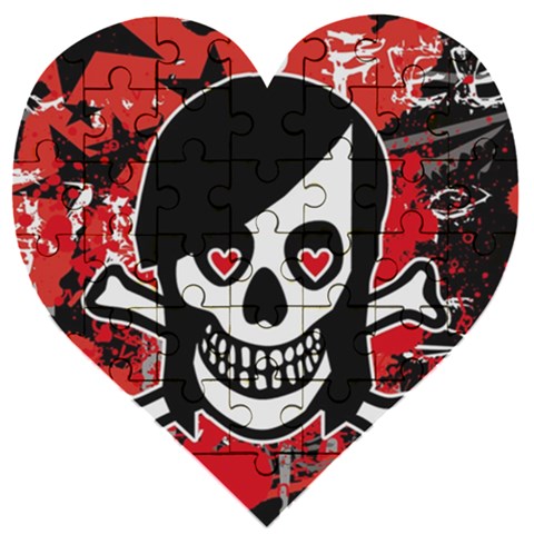 Emo Girl Skull Wooden Puzzle Heart from ArtsNow.com