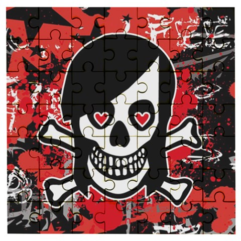 Emo Girl Skull Wooden Puzzle Square from ArtsNow.com