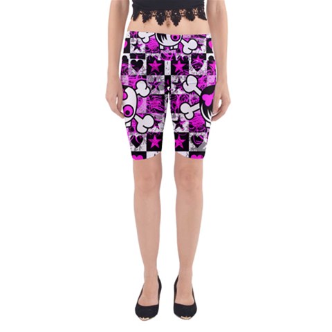 Emo Scene Girl Skull Yoga Cropped Leggings from ArtsNow.com