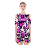 Emo Scene Girl Skull Shoulder Cutout One Piece Dress