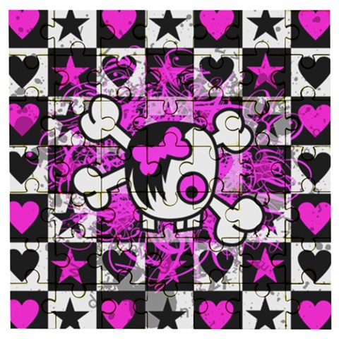 Emo Scene Girl Skull Wooden Puzzle Square from ArtsNow.com