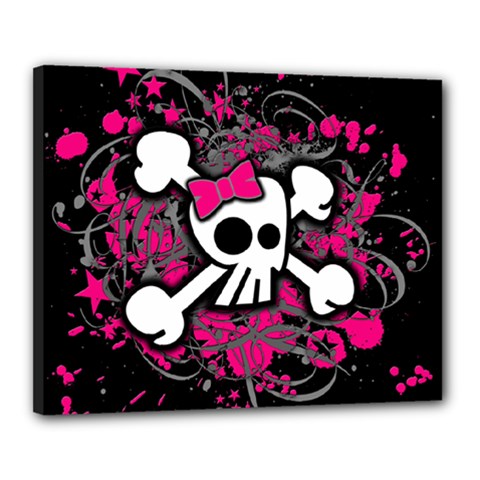 Girly Skull & Crossbones Canvas 20  x 16  (Stretched) from ArtsNow.com