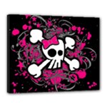 Girly Skull & Crossbones Canvas 20  x 16  (Stretched)