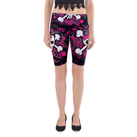 Girly Skull & Crossbones Yoga Cropped Leggings from ArtsNow.com