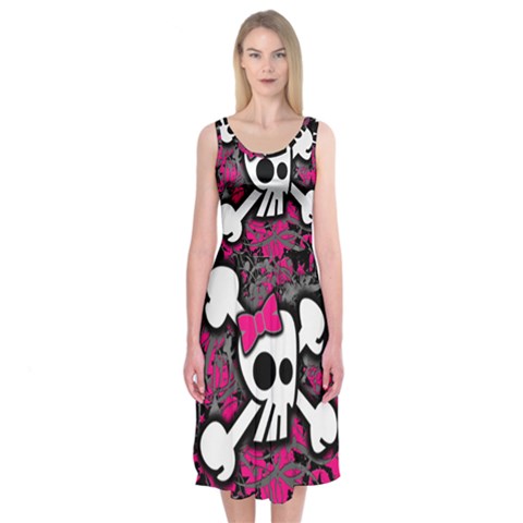 Girly Skull & Crossbones Midi Sleeveless Dress from ArtsNow.com