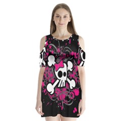 Girly Skull & Crossbones Shoulder Cutout Velvet One Piece from ArtsNow.com