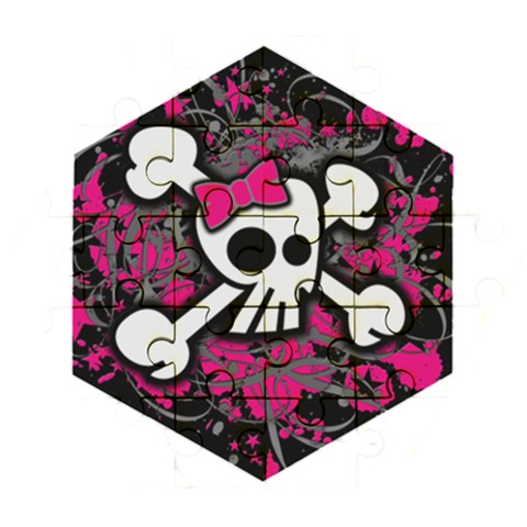 Girly Skull & Crossbones Wooden Puzzle Hexagon from ArtsNow.com