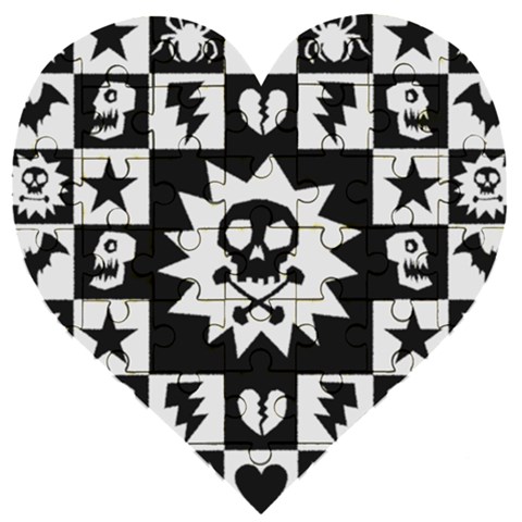 Gothic Punk Skull Wooden Puzzle Heart from ArtsNow.com