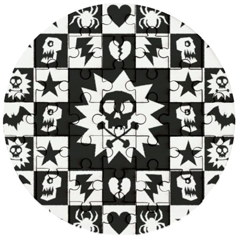 Gothic Punk Skull Wooden Puzzle Round from ArtsNow.com