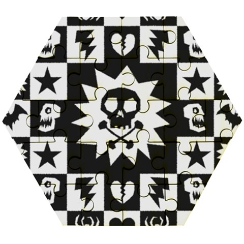 Gothic Punk Skull Wooden Puzzle Hexagon from ArtsNow.com