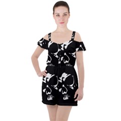 Ruffle Cut Out Chiffon Playsuit 