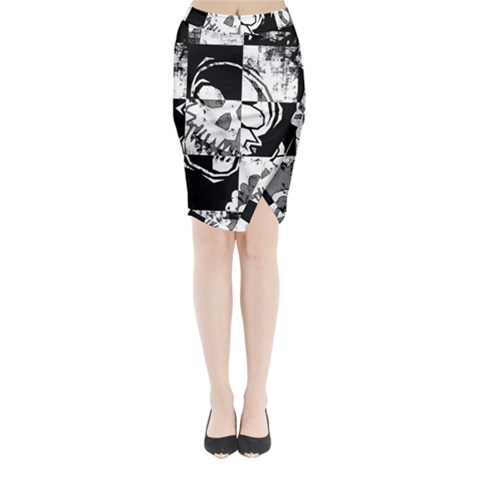 Grunge Skull Midi Wrap Pencil Skirt from ArtsNow.com