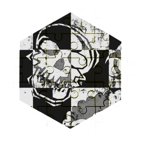 Grunge Skull Wooden Puzzle Hexagon from ArtsNow.com