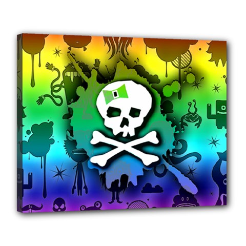 Kawaii Rainbow Skull Canvas 20  x 16  (Stretched) from ArtsNow.com