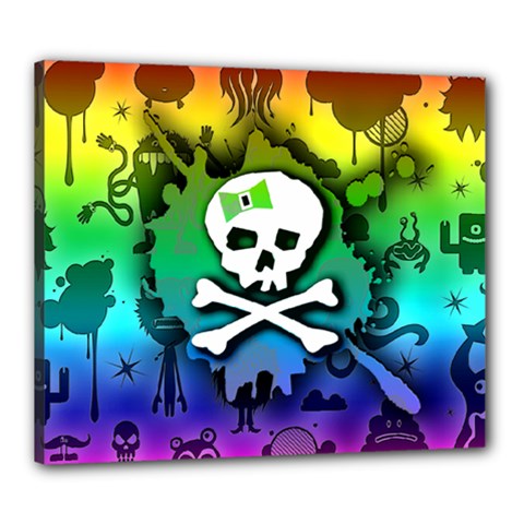 Kawaii Rainbow Skull Canvas 24  x 20  (Stretched) from ArtsNow.com