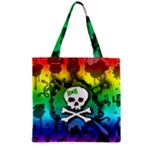 Kawaii Rainbow Skull Zipper Grocery Tote Bag