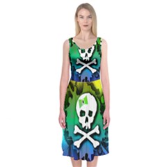 Kawaii Rainbow Skull Midi Sleeveless Dress from ArtsNow.com