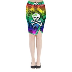 Kawaii Rainbow Skull Midi Wrap Pencil Skirt from ArtsNow.com