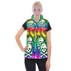 Kawaii Rainbow Skull Women s Button Up Vest from ArtsNow.com