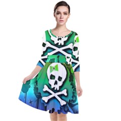 Quarter Sleeve Waist Band Dress 