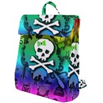 Kawaii Rainbow Skull Flap Top Backpack