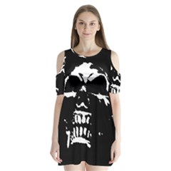 Morbid Skull Shoulder Cutout Velvet One Piece from ArtsNow.com