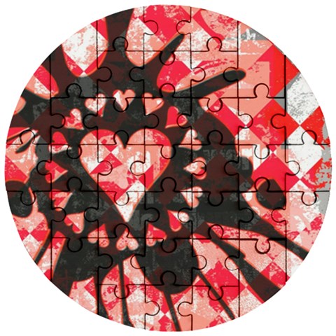 Love Heart Splatter Wooden Puzzle Round from ArtsNow.com