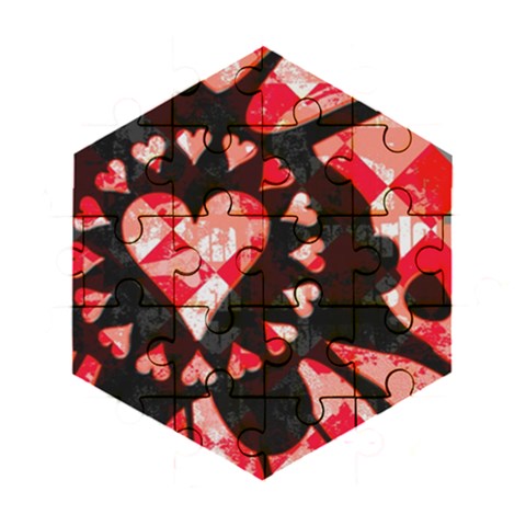 Love Heart Splatter Wooden Puzzle Hexagon from ArtsNow.com