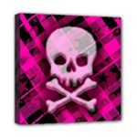 Pink Plaid Skull Mini Canvas 8  x 8  (Stretched)