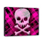 Pink Plaid Skull Canvas 10  x 8  (Stretched)