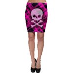 Pink Plaid Skull Bodycon Skirt