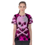 Pink Plaid Skull Women s Cotton Tee