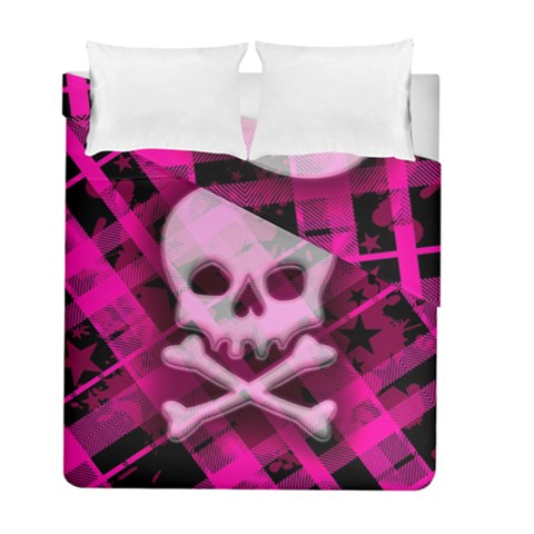 Pink Plaid Skull Duvet Cover Double Side (Full/ Double Size) from ArtsNow.com