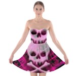 Pink Plaid Skull Strapless Bra Top Dress