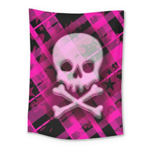 Pink Plaid Skull Medium Tapestry from ArtsNow.com