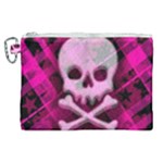 Pink Plaid Skull Canvas Cosmetic Bag (XL)