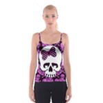 Pink Polka Dot Bow Skull Spaghetti Strap Top