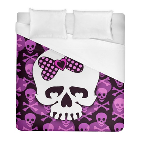 Pink Polka Dot Bow Skull Duvet Cover (Full/ Double Size) from ArtsNow.com