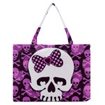 Pink Polka Dot Bow Skull Zipper Medium Tote Bag