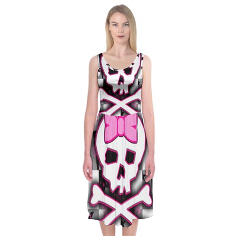 Pink Skull Scene Girl Midi Sleeveless Dress from ArtsNow.com