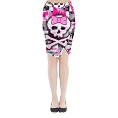 Pink Skull Scene Girl Midi Wrap Pencil Skirt from ArtsNow.com