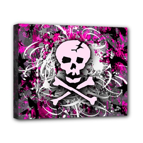 Pink Skull Splatter Canvas 10  x 8  (Stretched) from ArtsNow.com