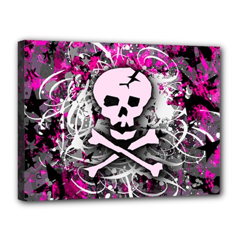 Pink Skull Splatter Canvas 16  x 12  (Stretched) from ArtsNow.com