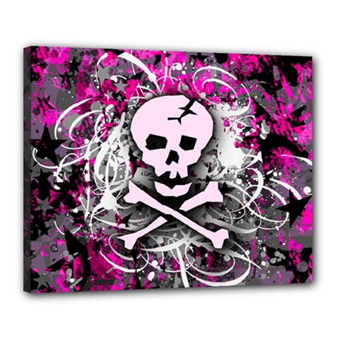 Pink Skull Splatter Canvas 20  x 16  (Stretched) from ArtsNow.com