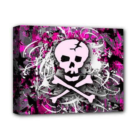 Pink Skull Splatter Deluxe Canvas 14  x 11  (Stretched) from ArtsNow.com