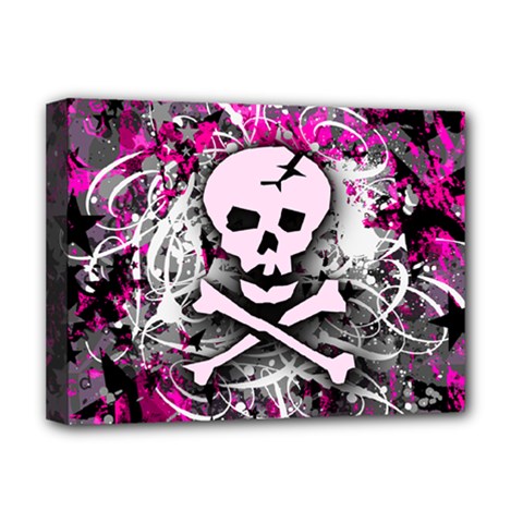 Pink Skull Splatter Deluxe Canvas 16  x 12  (Stretched)  from ArtsNow.com