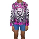 Pink Skull Splatter Kids  Long Sleeve Swimwear