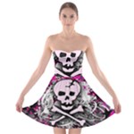 Pink Skull Splatter Strapless Bra Top Dress