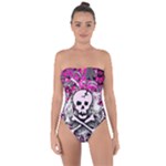 Pink Skull Splatter Tie Back One Piece Swimsuit